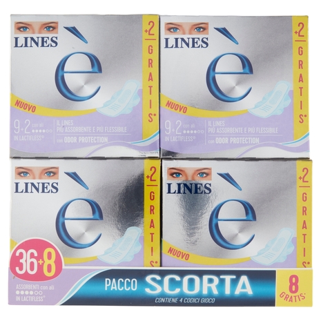 Lines è Assorbenti con ali 36+8 pz